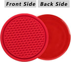Car Cup Coaster, 4PCS Universal Auto Non-Slip Cup Holder Embedded in Ornaments Silicone Coaster, Car Interior Accessories Sets, Red
