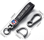 PR Flag Tire Valve Stem Caps and Genuine Leather Car Keychain Keyring Compatible with Puerto rico Flag Accessories (Puerto Rico)