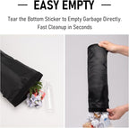 Car Trash Bag, Hanging Car Garbage Bag with Elastic Top Opening & Bottom Removable Opening, Washable Polyester Litter Bin for Car Seat Back, Travel, SUV, Truck, Black, Pack of 2