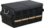 Car Trunk Organizer - Collapsible Trunk Organizer & Lid Foldable Cover Aluminium Alloy Handle Reflective Strip for Auto, SUV, Truck, Minivan (L Black)