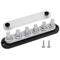 6 x M10 (3/8") Studs Power Distribution Block Bus Bar 12V, 7" HD 300A Marine BusBar Battery Distribution Block W/Cover for Car Boat Solar (Black)