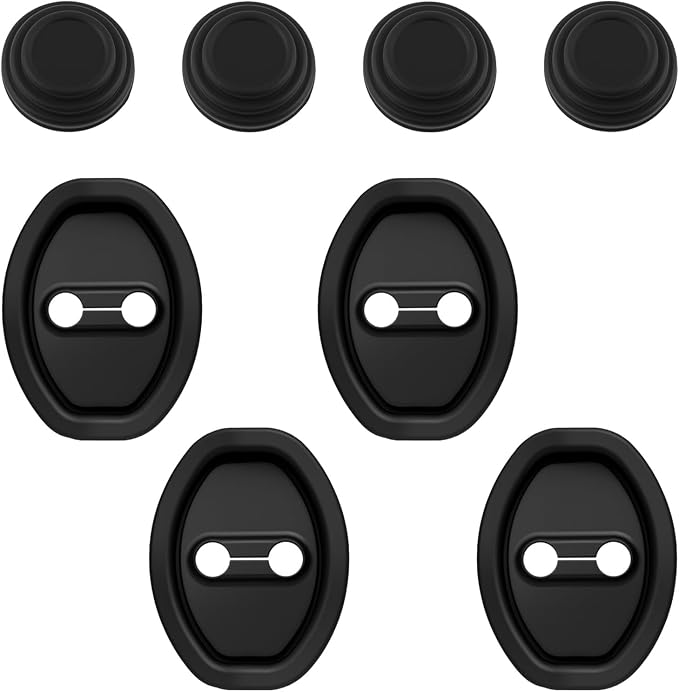 8PCS Car Door Lock Cover/Car Door Slam Stopper,Full Adhesive Backing Cars Doors Latch Cover Provides Cushioning Protection,Upgraded Silicone Cars Doors Lock Protector Kit