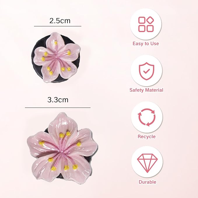 3 Set Cute Car Vent Clips Flower Air Vent Clips for Fresheners Hawaiian Hibiscus and Cherry Blossom Car Accessories Aesthetic Interior Decor for Women Peach Blossom (Pink)