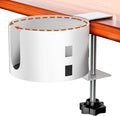 Upgraded Large Desk Cup Holder Clamp, Anti-Spill Cup Holder for Table, Durable 5 Adjustable Directions, Metal Office & PC Gaming Desk Accessories, Enough to Hold Coffee Cups, Water Bottles, White