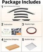 6-PCS Low Profile Window Rain Guards Fit for Honda Civic Sedan 2016-2021 Rain Guard Window Deflectors Extra-Thick Side Window Visors Vent Shades Tape-on Vent Visors Car Accessories