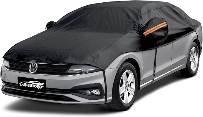Half Car Cover for Full Size Sedan, Such As Chrysler 300, BMW 7 Series, Lincoln MKZ, Cadillac CTS CT5, Fits Sedan/Coupe 197-208 inchs