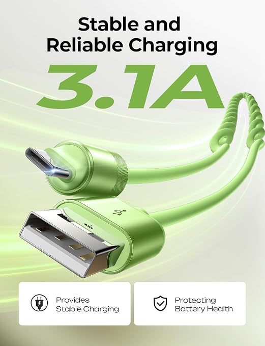 Coiled USB C Cable, 2 Pack for Android Auto & CarPlay Cable, Short USB A to USB C Cable Compatible with iPhone 17/16/15, Samsung Galaxy S25/S24/S23 A15/A14, Google Pixel 9/8, Green 4FT