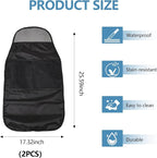 2PCS Kick Mats Back Seat Protector, Waterproof Oxford Car Front Seatback Protector for Kids, Seat Back Kick Mat Organizer with 2 Mesh Pockets, Universal Car Accessories (Leather-Pocket)
