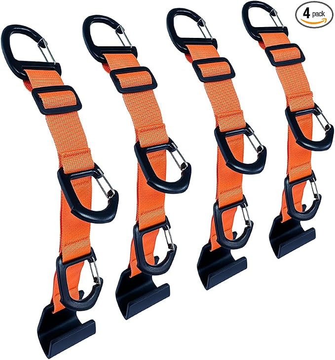 Car Headrest Hooks, Backseat Storage Organizer Hangers, Universal Vehicle Seat Back Hooks, 4 Pack (Orange)