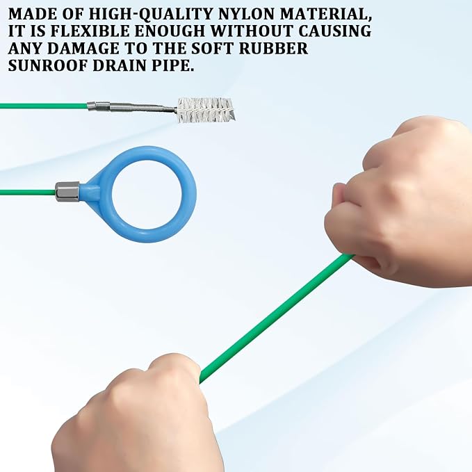Upgraded Auto Sunroof Drain Cleaning Tool Kit, 118 Inch Extra Long Flexible Drain Brush Pipe Cleaner Unclogger Tool with Syringe Hose for Car Sun Roof, Windshield Wiper Hole, AC Drain Line