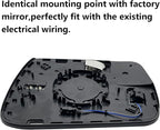 Left Driver Side Heated Blind Spot Convex Mirror Glass Replacement For 2019 2020 2021 Dodge Ram 1500 - Power Heated, Blind Spot, with Backing Plate, Replace 68402036AA 68402037AA