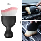 Car Detailing Brush, Auto Interior Dusting Brush, Car Soft Bristle Cleaning Tool, Universal Car Interior Crevice Brush for Dashboard, Air Conditioner Vents, Leather, Computer (White/Pink)