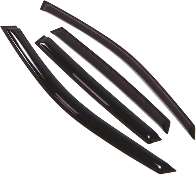 WD2-077 Dark Smoke 4 Pcs Set Window Visor (Outside Mount) Deflector Rain Guard Compatible with 2004-2007 Chevrolet Malibu Maxx