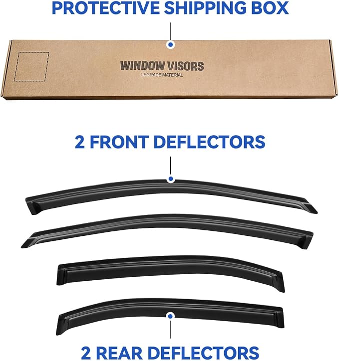 Window Visors Rain Guards Shield for 2006-2012 Ford Fusion, Out-Channel Window Vent Wind Deflectors Visors Shades for 2007-2013 Lincoln MKZ, 2006-2010 Mercury Milan, 2006 Lincoln Zephyr