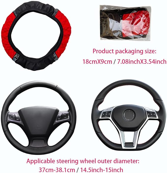 Microfiber Leather Steering Wheel Cover with Anti-Slip Lining Universal Car Accessory for Steering Wheel with a Diameter of 14.5-15 inch (Grey)