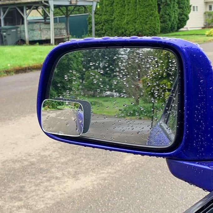 Blind Spot Mirror Rectangular, HD Glass Frameless Stick on Adjustabe Convex Wide Angle Rear View Blind Spot Car Mirror for Car Blind Spot, Pack of 4