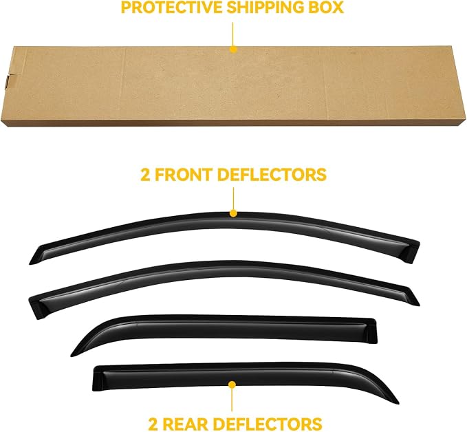 Window Visor for 2007-2016 GMC Acadia & Saturn Outlook 2007-2010, Out-Channel Rain Guards Shields Vent Deflector Shade Wind Dark Smoke, Outside-Mount, 4PCS