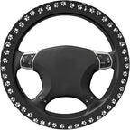 Dog Cat Paw Print Steering Wheel Cover for Women 14 15 inch Universal Cute Car Steering Wheel Accessories Paw Print Breathable Steering Wheel Protector