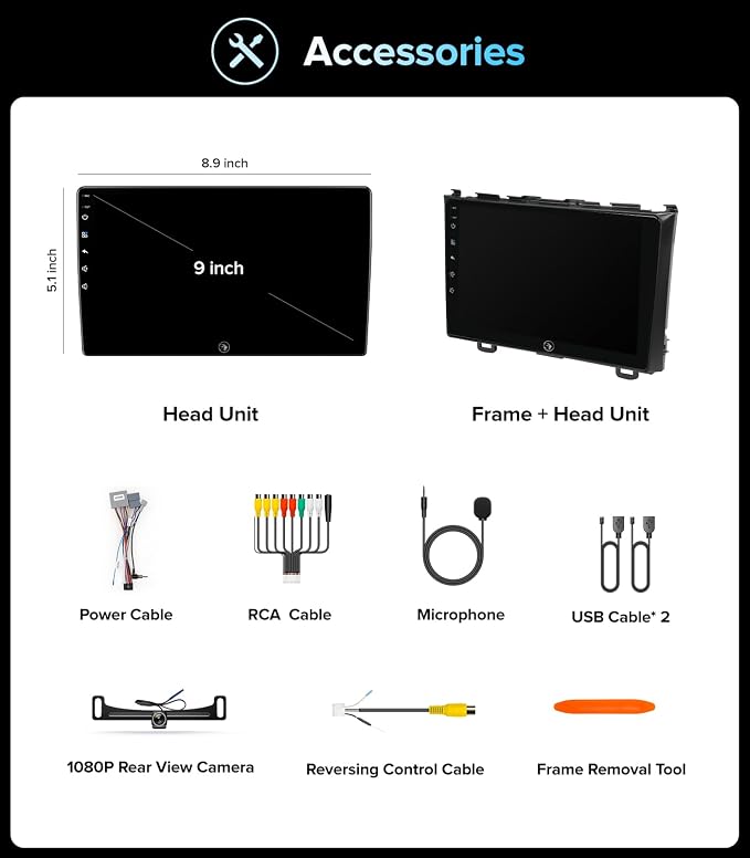 QLED Linux Car Stereo Radio for Honda CRV 2007-2011 Fast Boot Wireless CarPlay & Android Auto, Bluetooth AM/FM SWC Plug and Play
