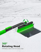 33 Inch Ice Scraper with Snow Brush for Car Windshield, Extendable Snow Scraper and Brush with Foam Grip for Truck SUV Vehicle Window - Green