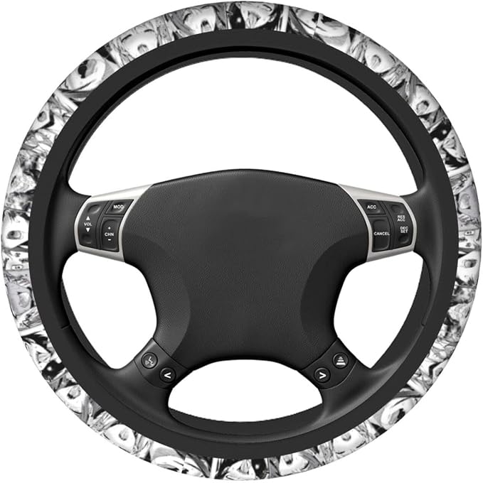 Sexy Lewd Face Anime Steering Wheel Cover Anime Car Accessories for Men Women with Car Coaster, 15 Inch Anti-Slip Car Steering Wheel Covers Universal Fit