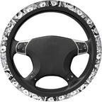 Sexy Lewd Face Anime Steering Wheel Cover Anime Car Accessories for Men Women with Car Coaster, 15 Inch Anti-Slip Car Steering Wheel Covers Universal Fit