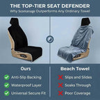 Waterproof Stain Resistant Towel Car Seat Covers，Universal Non-Slip for Gym Workout, Swimming, Beach and Workout Outdoor, Machine Washable(Black,1 Pack)