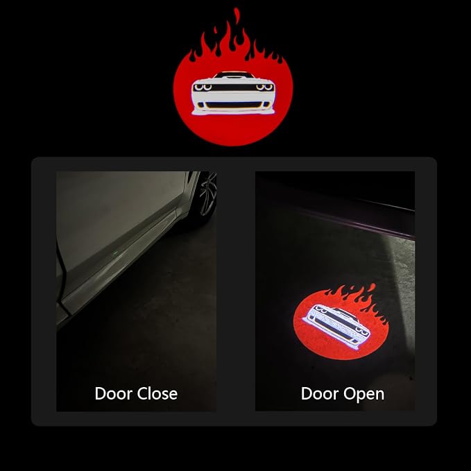 2Pcs Car Door Lights Compatible with Challenger 2015-Present. Personality Pattern LED Projector Courtesy Welcome Lights for SRT SXT GT RT (Picture 4)