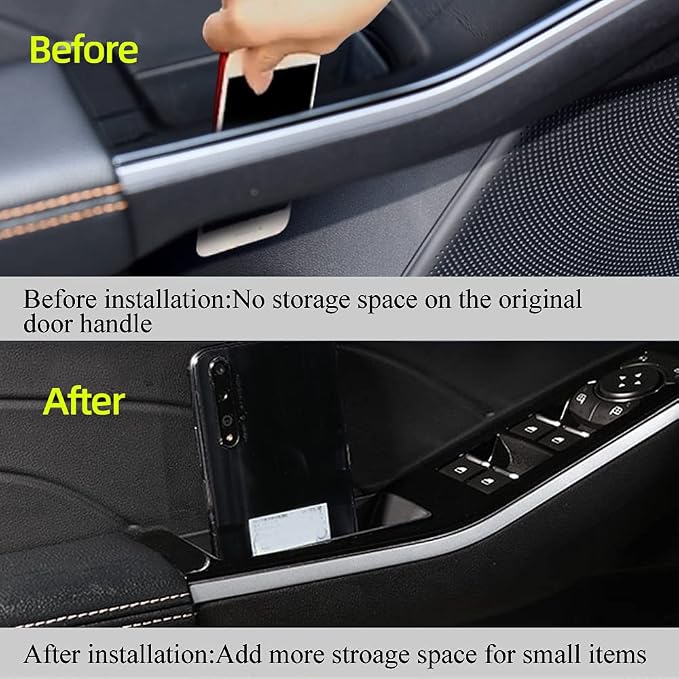 Front/Rear Row Door Side Storage Box Compatible with Ford Escape 2020 2021 2022 2023 2024 2025 Armrest Phone Container Door Organizer Handle Pocket ABS Tray Insert Glove Pallet