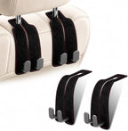 2Pcs Wide Car Headrest Hooks for Purses and Bags, 2026 Upgraded 0.98” Wide Opening for Thick Bag Handles, Premium Leather Car Seat Hanger with Dual Metal Hooks, WideFit Black