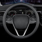 Nappa Premium Leather car Steering Wheel Cover, Non-Slip, Breathable, Universal 15 inches, Black.