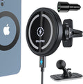 for MagSafe Car Mount Charger iPhone Wireless Car Charger, Stick on Dashboard Magnetic Phone Holder Mount for iPhone 17 Pro Max 16 15 14 Series, 15W Fast Charging, Aluminum Shell