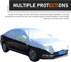 Car Half Cover, Oxford Summer Rainproof Sunshade Cover, All-season Thickened Car Roof Protector, Universal for Sedans (Silver)