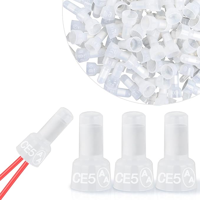 300PCS CE5 Closed End Crimp Terminal 12-10 Gauge Nylon Insulated Closed End Wire Cap Wire Connectors Crimp Cap Terminals Connectors for Automotive Car Truck Boats Marine Electrical Wiring