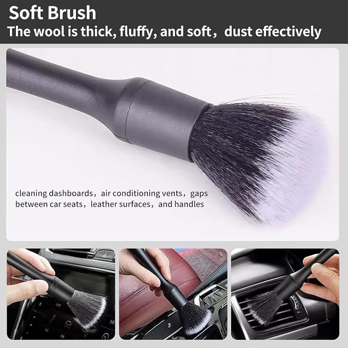 Car Detailing Brush Set - 4-Piece Kit for Interior & Exterior Cleaning - Premium Car Wash Brush for Professional Results ﻿car Duster Interior