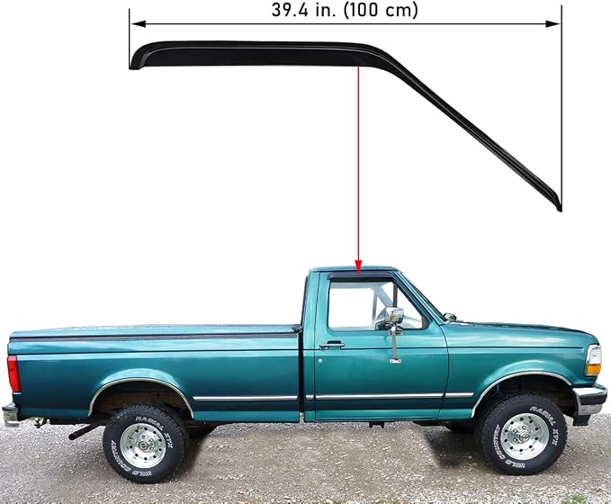 Extra Durable Outside-Mount Auto Vent Window Visor, Fits 1980-1996 Ford Bronco & Ford F-150/F-250/F-350; 1997 F-250 HD, Regular Cab/SuperCab/SuperCrew, UV-Protect Rain Guard, Smoke, 2-Pcs