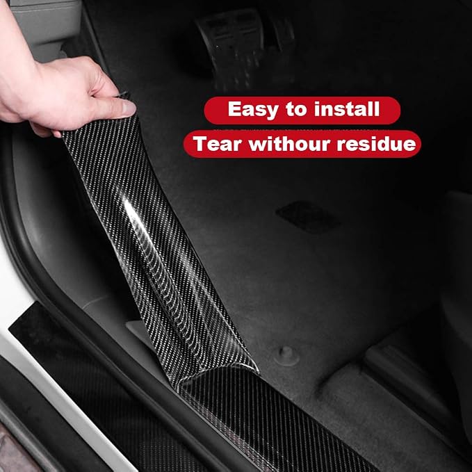 Car Door Edge Entry Guards Sill Protector Automotive Tape Black 1.2in*33FT | 5D Carbon Fiber Vinyl Wrap Film Paint Threshold Scuff Plate Protectors Anti-Collision Universal for Most Vehicles