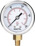 0-200 psi Pressure Gauge, 2" Dial Size, 1/8 NPT Lower Mount, Waterproof, Stainless Steel Case, for Pneumatic Regulator Air Compressor Portable Tank Water Tire Test