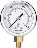 0-200 psi Pressure Gauge, 2" Dial Size, 1/8 NPT Lower Mount, Waterproof, Stainless Steel Case, for Pneumatic Regulator Air Compressor Portable Tank Water Tire Test