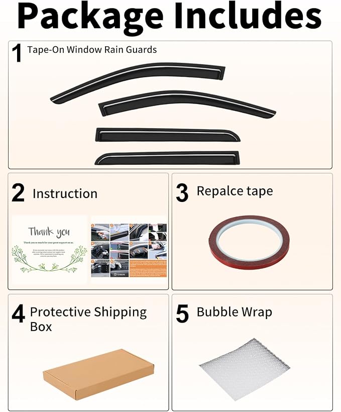 Extra-Thick Window Rain Guards Fit for Chevrolet (Chevy) Equinox 2025 2026 Tape-on Window Deflectors Rain Guards Vent Visors car Vent Shades