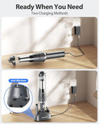 Handheld Vacuum Cordless 25000Pa Car Vacuum 3-in-1 Handheld Vacuum, Includes Smart Display and Charging Base Hand Vac Cordless Rechargeable One-Touch Empty for Home/Pet/Car (Silver)