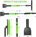 45.6" Ice Scraper and Snow Brush for Car Windshield [Silicone Bristles],3-in-1 Extendable Emergency Snow Shovel with Ergonomic Foam Grip and 360° Pivoting Brush Head for Christmas, Car Auto Truck SUV