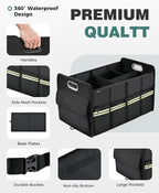 Update Trunk Organizer for Suv, Premium Waterproof Car Organizers and Storage, Collapsible Multi-Compartment Truck Organizer Back Seat Storage for Car