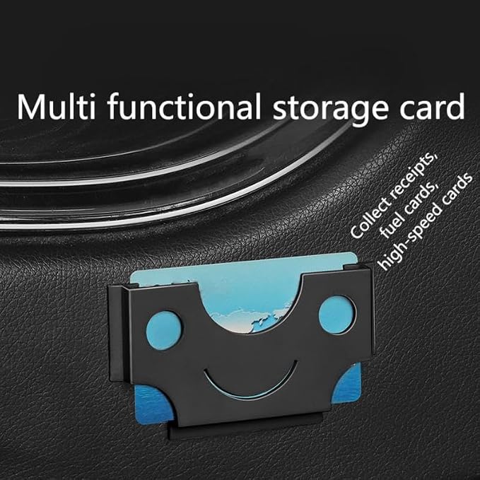 Car Dashboard Card Holder (10x5.9x5.6cm) - Minimalist Sun Visor & Door Clip Organizer for Credit Cards, Banknotes, Toll Tickets - Non-Slip ABS Wallet with Quick Access