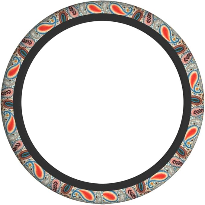 70s Disco Shirt Paisley Steering Wheel Cover Car Accessories Cute for Women Girls Girly Universal 15 Inch Neoprene Auto Interior Decor Anti Slip Car Truck Protector