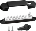 Marine Bus Bar 12V 150A 1/4" Stud Power Distribution Block, 12 Volt DC Battery Busbar, Automotive Buss Bar 12v for Car, Boat and Solar Wiring (Black)