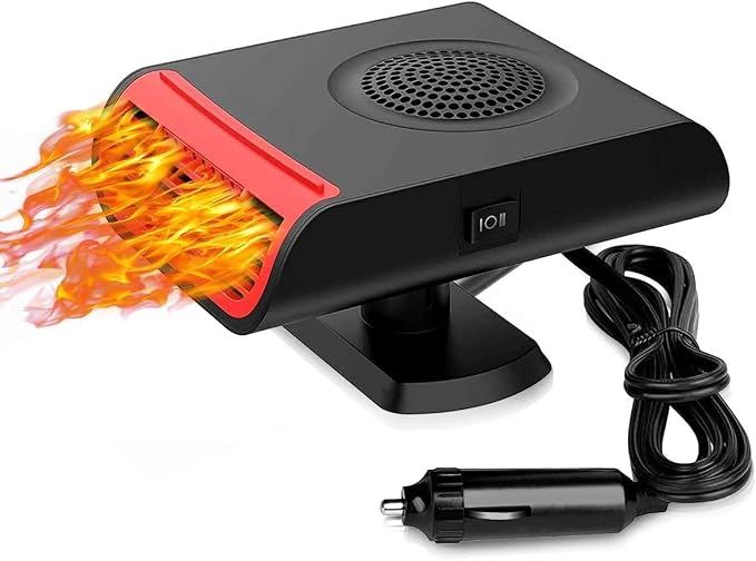 Car Heater, 2-in-1 Car Defroster with 360° Rotation for Instant Windshield Defogging Demisting, Fast Heating & Cooling Fan for All 12V Vehicles, Trucks, RV