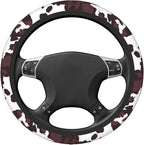 Brown Cow Print Neoprene Steering Wheel Cover for Men Women Anti-Slip Elastic Steering Wheel Protective Cover 15in Universal Car Accessories Fit Cars, SUVs, Auto