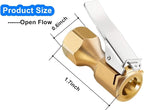 Heavy Duty Brass Air Chuck, Open Flow Straight Tire Chuck with Lock-on Clip, 1/4" FNPT Tyre Chuck for Tire Inflator Pressure Gauge Air Pump Compressor Accessories (Brass, 2 Pack)