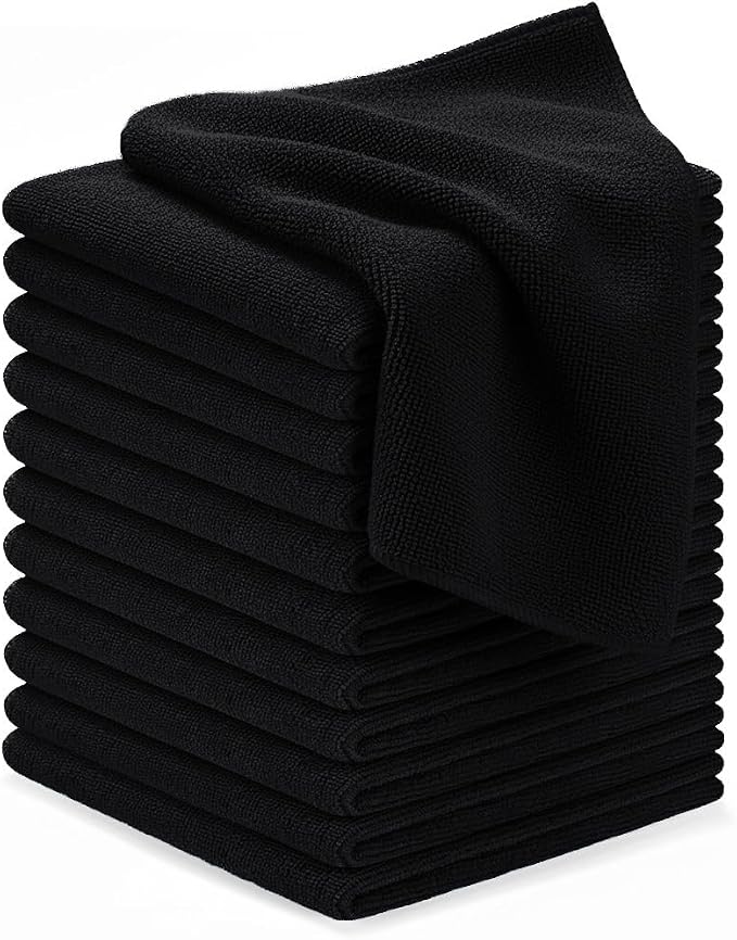 Microfiber Cleaning Cloths (Value Pack of 12) - Size 12 x 12 Inches, Highly Absorbent Cleaning Rags, Lint Free, Reusable and Washable, Microfiber Towels for Cars